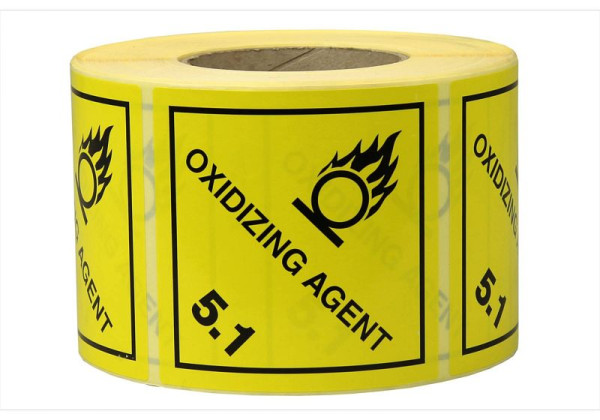 TransPak Gefahrgut-Etiketten 100 x 100 mm, aus Papier - Oxidizing Agent, Klasse 5.1, 299617