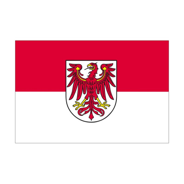 Stein HGS Landesflagge Brandenburg, 60 x 90 cm (Querformat), mit Seil und Schlaufe, FlagTop 160 g/m², für Fahnenmasten 6 m, ohne Hohlsaum, 26221