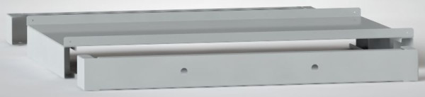 KLW Hubwagensockel mit Trägerblech für Flügeltürenschrank (950x430mm) mit Stahlprofilen 100mm hoch, 2 Steckblenden, je 2 Grifflöcher, HS100-950-430