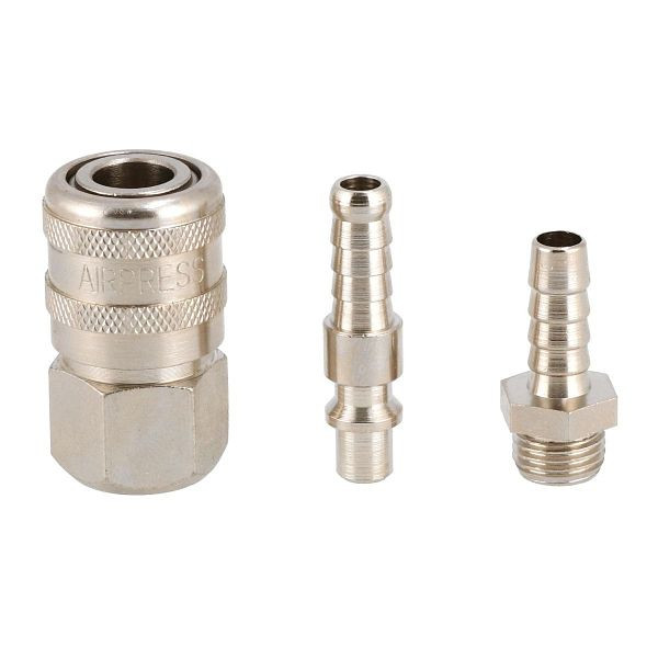 Airpress Schnellkupplungs-Set 3-tlg - Schnellkupplung, Schlauchanschluss, Stecknippel ORION, 4301301
