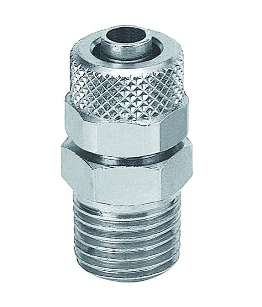 Prevost Gerade Einschraubverschraubung mit konischem Außengewinde - RB1, AG BSPT= R 1/4, für Schlauch Ø= 10 x 8 mm, VE: 10 Stück, RB1 1014