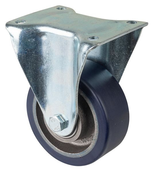 BS Rollen Schwerlastrolle, Bockrolle, Rad-Breite 50 mm, Rad-Ø 125 mm, Tragfähigkeit 400 kg, Guss-Polyurethan 78 Shore A, Guss, Kugellager, N110.C11.126