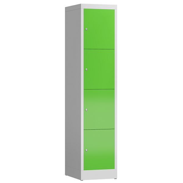 Lüllmann ClassiX Schließfachschrank, 1 Abteil, 4 Fächer, 1800 x 415 x 500 mm, lichtgrau/gelbgrün, X-523415