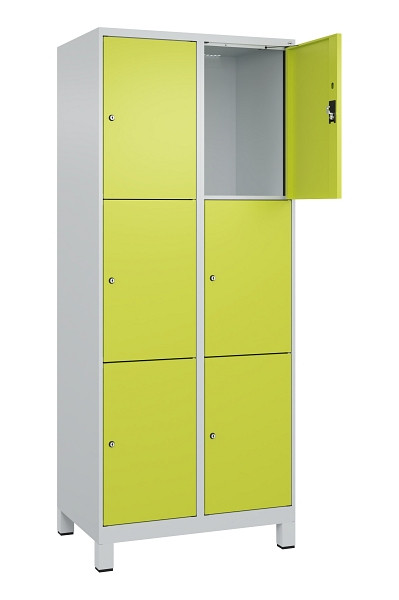 C+P Schließfachschrank Evolo PLUS, mit Füßen, 6 Fächer, 1950x800x500mm, 7035/00, Frontfarbe 1108060 RDS Clowngrün, 049010-223 S10015