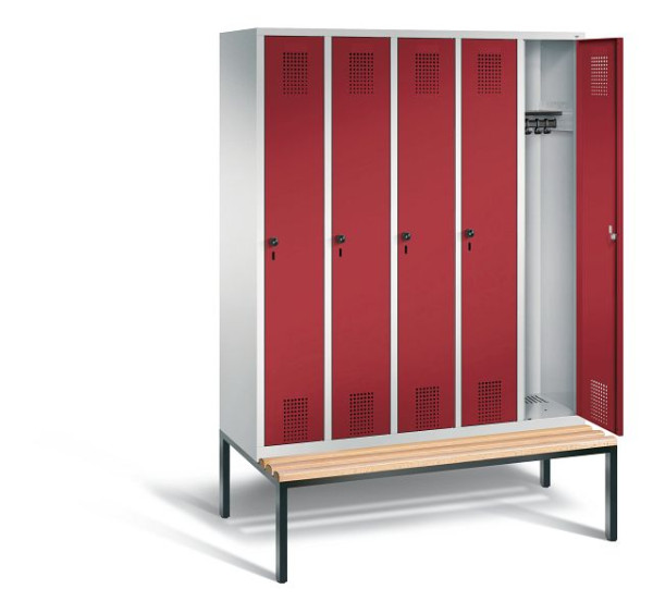 C+P Spind Evolo, 5 Abteile, H2090xB1480xT815 mm, Lichtgrau/Rubinrot, 48050-50 S10004