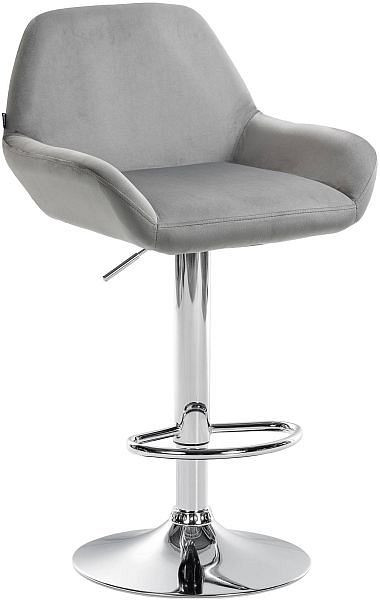 CLP Barhocker Braga Samt chrom, grau, 320893, 4251756478810