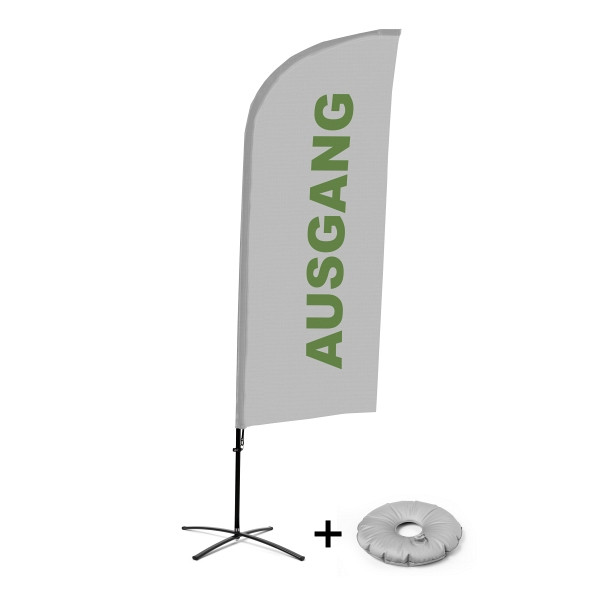Showdown Displays Beachflag Alu Wind Komplett-Set Exit Grau Deutsch Kreuzständer, BFAW310-CB30-WB-I104