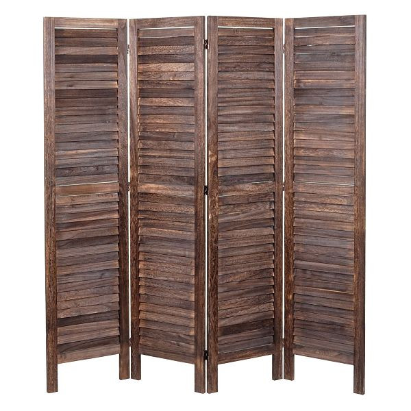 Mendler Paravent HWC-G30, Trennwand Sichtschutz Raumteiler, Shabby-Look 170x162cm, braun, 67523