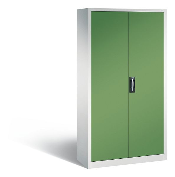 C+P Magazinschrank Serie 13, H1980xB1000xT420mm, Farbe: Lichtgrau / Resedagrün, Muldengriff, 133144A24 S10010
