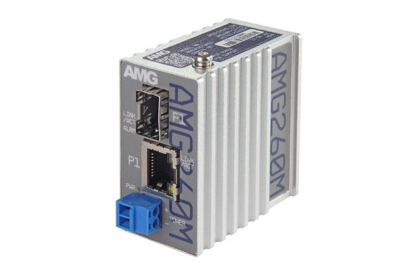 AMG Systems Industrieller Mini Medienkonverter, Ports: 1x 10/100Base-TX, 12-56VDC Eingangsspannung, AMG260M-1F-1S
