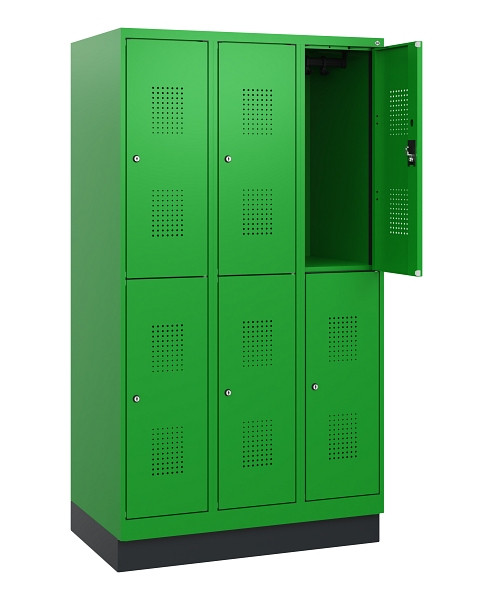C+P Doppelstöckiger Spind Evolo PLUS, Sockel, 6 Fächer, 1630x900x500mm, 6037/603, Zylinderschloss, 0493205-30 S10077
