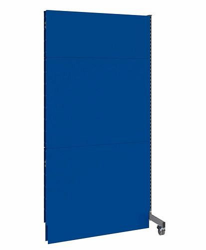 DENIOS Mobile Akustik Trennwand, Anbaufeld, B 1250, H 2500 mm, Akustik-Lochblech zweiseitig, grau/blau, 293122