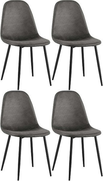 CLP 4er Set Esszimmerstühle Napier Kunstleder, schwarz, 323142