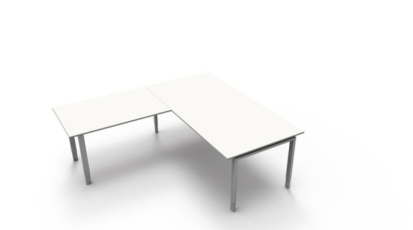 Kerkmann Schreibtisch extragroß / Besprechungstisch B 2000 x T 1000 x H 680-820 mm mit Anbautisch, Form 5, Farbe: Weiß, 11417010