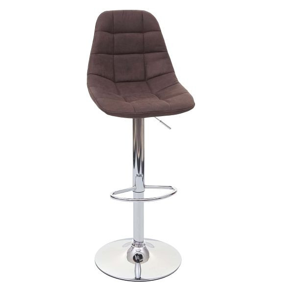 Mendler Barhocker HWC-A67, Barstuhl Tresenhocker, vintage dunkelbraun Stoff/Textil, Fuß chrom, 74297
