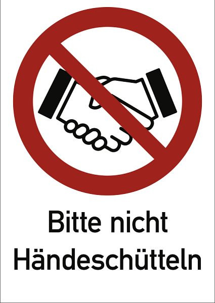 Moedel Bitte nicht Händeschütteln, Kombischild, Folie, 131x185 mm, 103663