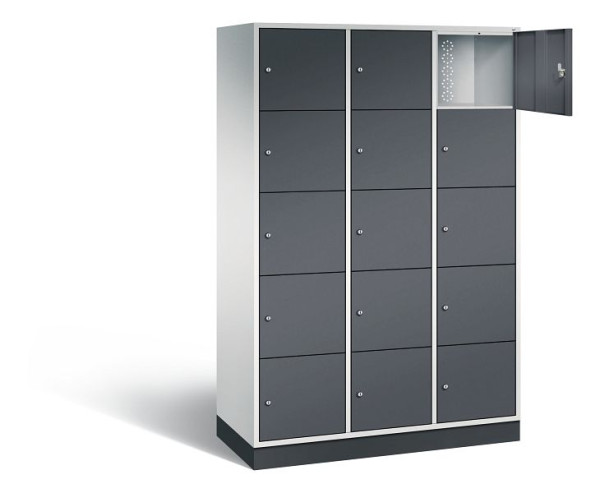 C+P XL-Schließfachschrank Intro, H1950xB1220xT490mm, Farbe: Lichtgrau / Schwarzgrau, 8570-302 S10113
