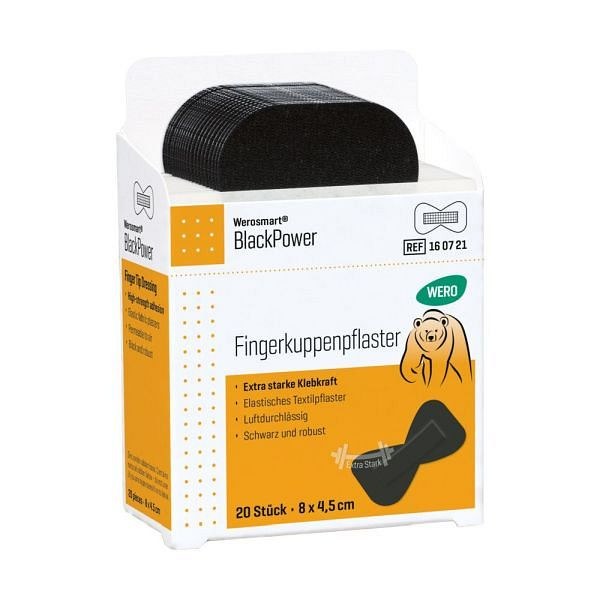 WERO Werosmart BlackPower Fingerkuppenpflaster, 8 x 4,5 cm, VE: 20 Stück, 160721