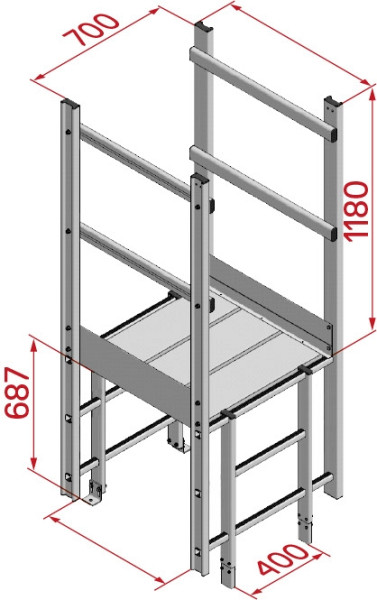 HYMER Ausstieg breit mit Übergang R13, Alu, Länge 725 mm, 0055575