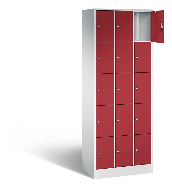 C+P Schließfachschrank Serie 8070, H1950xB680xT480mm, Farbe: Lichtgrau / Rubinrot, 80700-30 S10038