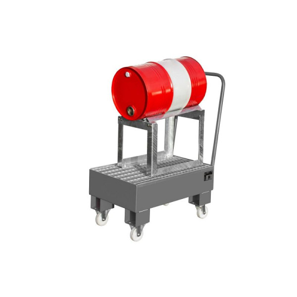 STEIN HGS Fahrbare Auffangwanne AW 60 SR, 3mm Stahlblech, für 60l-Fässer, RAL 7005 mausgrau, lackiert, 1x 60 Liter Fass liegend, 79203.0011