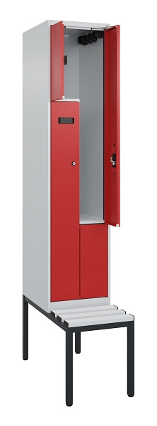 C+P Z-Spind Evolo PLUS, Bank, 2 Fächer, 2120x400x815mm, 7035/3000, Zylinderschloss, Sitzfläche Kunststoff, Sitzbank, 0490537-122 S10080