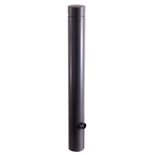 Stein HGS Poller Ø 100 mm aus starkwandigem Aluminium mit Ziernut, ortsfest /zum Aufdübeln, gelb beschichtet mit schwarzen Streifen, 1 Öse, 40101pbsonder-gs-1