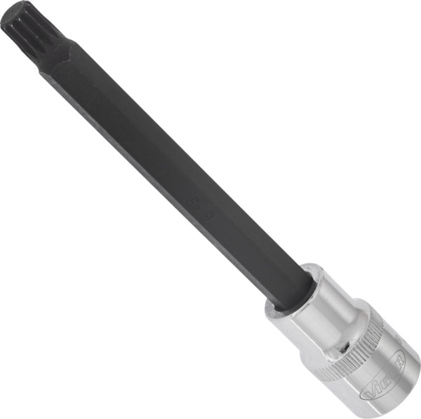 VIGOR Innenvielzahn Schraubendreher-Einsatz (XZN), Vierkant hohl 12,5 mm (1/2 Zoll), Innen Vielzahn Profil XZN, M9, Länge: 140 mm, VE: 5 Stück, V2126