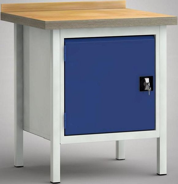 KLW Standard-Werkbank - 750 x 700 x 900 mm L x B x H (ERGO-Version), mit Türen 500 mm & Fachboden, WS052E-0750M40-X7022