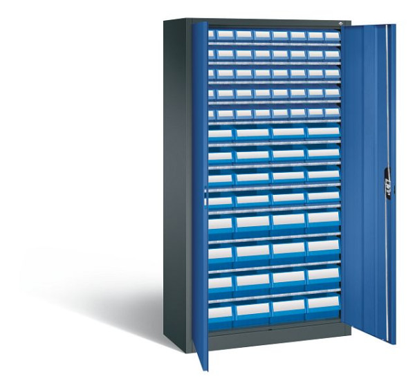 C+P Magazinschrank Serie 13, H1980xB1000xT420mm, Farbe: Anthrazitgrau / Enzianblau, Muldengriff, 133144-28 S10101