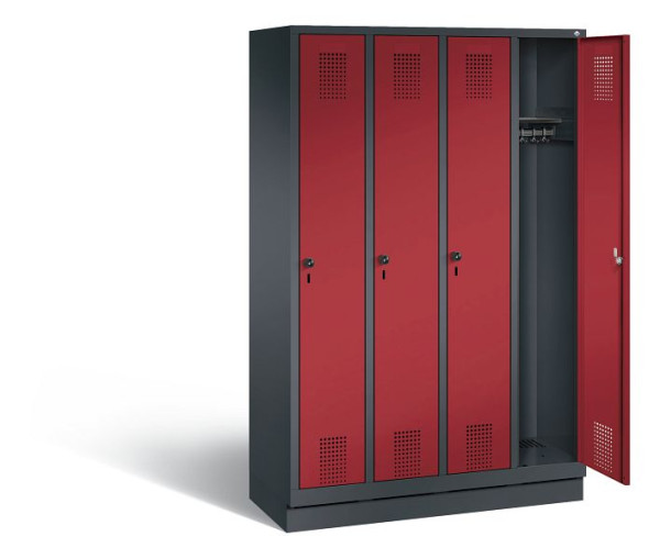 C+P Garderobenschrank Evolo, H1800xB1190xT500mm, Farbe: Schwarzgrau / Rubinrot, 48020-40 S10038