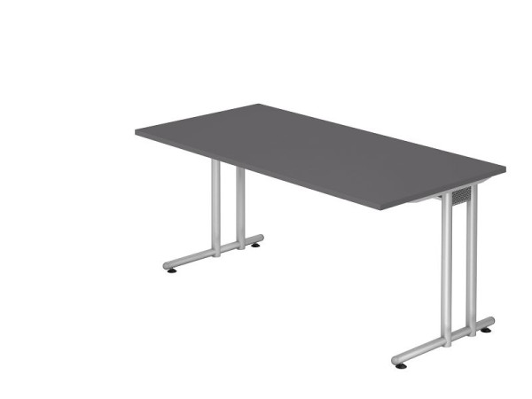 Hammerbacher Schreibtisch C-Fuß 160x80cm Graphit/Silber, VNS16/G/S