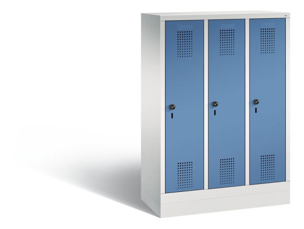 C+P Kindergarten-Spind Evolo, 3 Abteile, H1300xB900xT300 mm, Grau/Fernblau, 480203-30 S10086