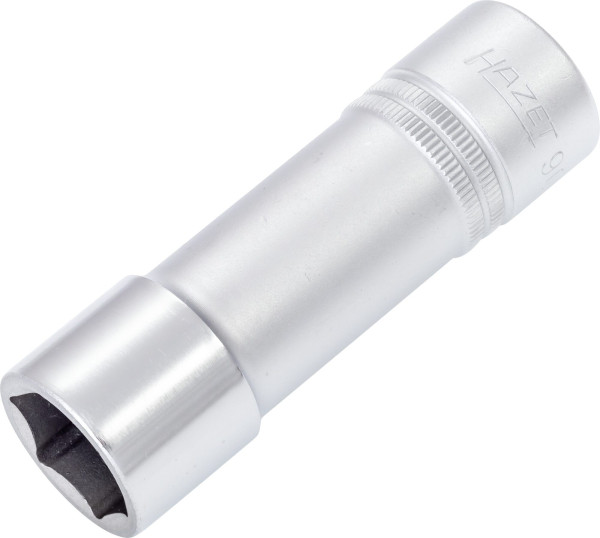 Hazet Steckschlüsseleinsatz, Sechskant, Vierkant hohl 12,5 mm (1/2 Zoll), 19 mm, Lange Ausführung Mit Rändelung, 900LG-19