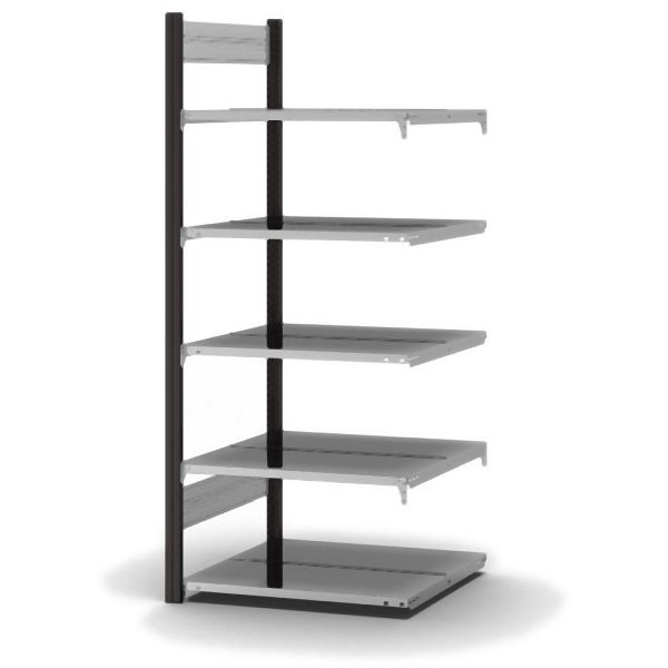 hofe Anbauregal, zerlegt, 5 Böden 1750 x 600 x 750 mm, verzinkt Stützprofile - anthrazitgrau/RAL 7016, HAA17607DA