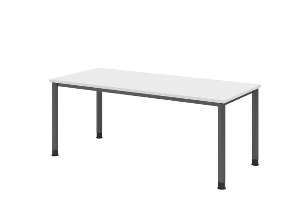 Hammerbacher Schreibtisch HS19, 180 x 80 cm, Platte: Weiß, 25 mm dick, 4-Fuß-Gestell in Graphit, Arbeitshöhe 68,5-81cm, VHS19/W/G