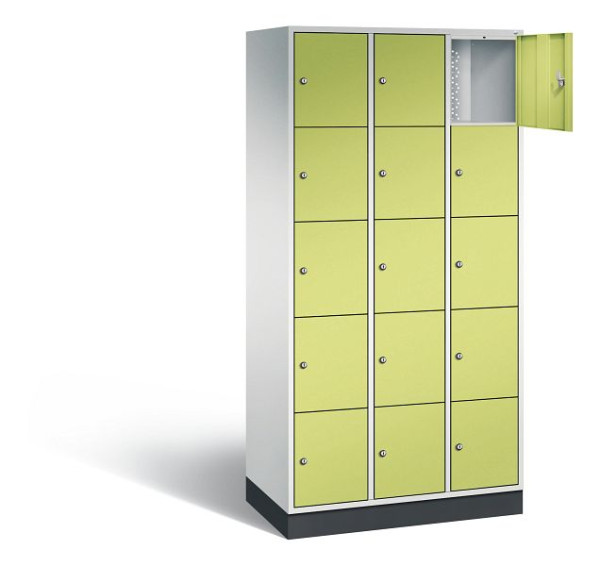 C+P Schließfachschrank Intro, H1950xB920xT490mm, Farbe: Lichtgrau / Viridingrün, 8570-301 S10150