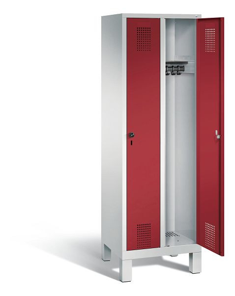 C+P Garderobenschrank Evolo, H1850xB610xT500mm, Farbe: Lichtgrau / Rubinrot, 48010-20 S10039