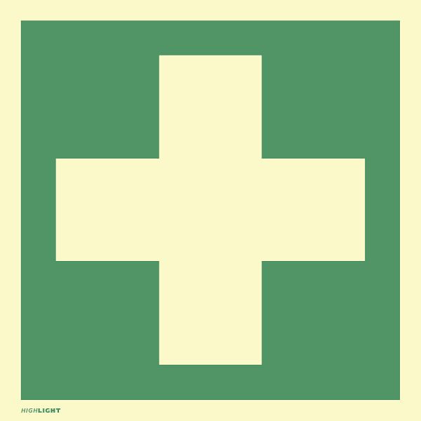 Moedel Erste Hilfe, ISO 7010, Aluminium, langnachleuchtend, 160-mcd, 148x148 mm, 60697