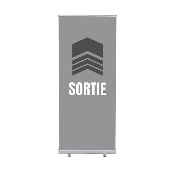 Showdown Displays Roll-Banner Budget 85 Komplettset Ausgang Grau Französisch, RBB085LSFI566