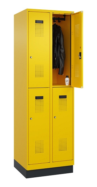 C+P Doppelstöckiger Spind Evolo PLUS, mit Sockel, 4 Fächer, 1950x600x500mm, 1023, Zylinderschloss, 049320-20 S10049