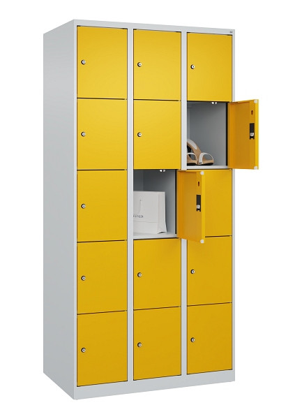 C+P Schließfachschrank Evolo PLUS, 15 Fächer, 1850x900x500mm, 7035/1004, 049000-305 S10000