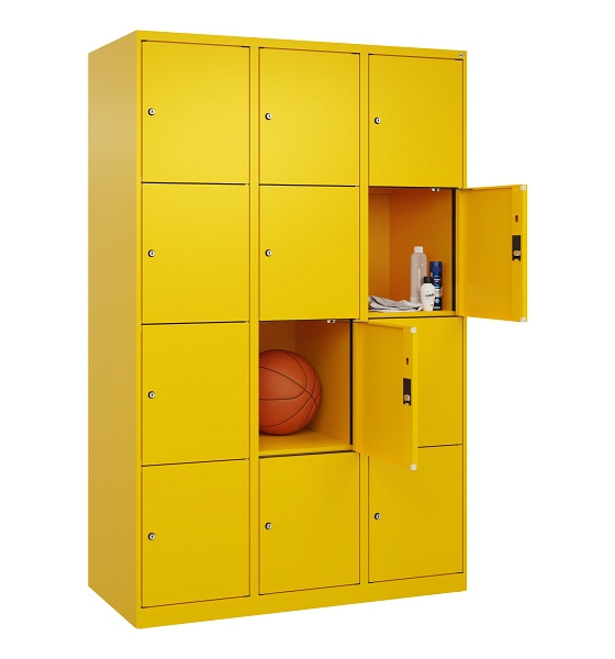 C+P Schließfachschrank Evolo PLUS, 12 Fächer, 1850x1200x500mm, 1023/1023, Abteile 3, Abteilbreite 400 mm, 049000-324 S10022