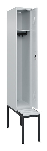 C+P Spind Evolo PLUS, 1 Abteile, 2120x300x815mm, 7035/7035, Haken 3, Zylinderschloss, Sitzfläche Kunststoff, Sitzbank, 0490507-10 S10094