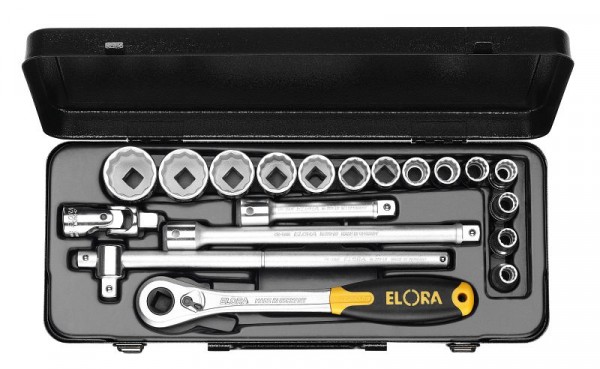 ELORA steckschlüssel-satz 1/2", sechskant, 19-teilig 3/8"-1.1/4" AF, 771-LINDAK, 0771520222900