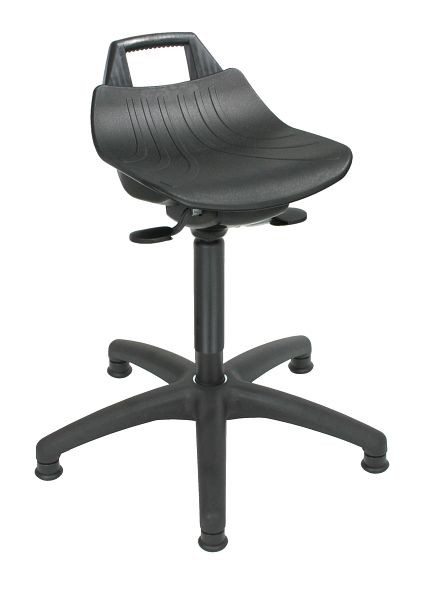 Lotz "Extrem bequem" Stehhilfe, Sitz PP schwarz, groß, Sitzhöhe 490-680mm, Kunststoff-Fußkreuz schwarz, Gleiter, 3662.07
