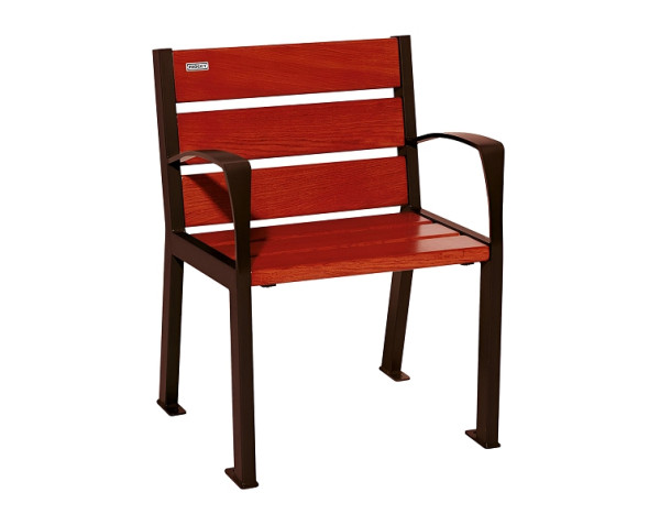 Procity Stuhl Silaos 6 Holzlatten, Mit Armlehne, Holz & Stahl, Mahagoni/RAL 8017, 209610.8017.ACAJ