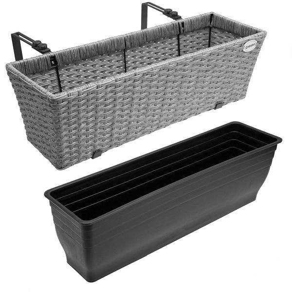 casaria Polyrattan Blumenkasten 2er-Set Grau, 108646, 4251779107018
