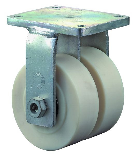 BS Rollen Schwerlastdoppelrolle, Bockrolle, Rad-Breite 2x80 mm, Rad-Ø 300 mm, Tragfähigkeit 5000 kg, Polyamid gegossen, Kugellager, S110.B16.300