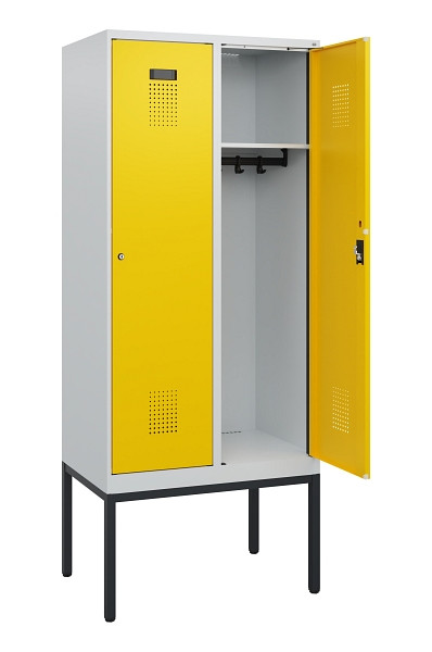 C+P Spind Evolo PLUS, Gestell, 2 Abteile, 1950x800x500mm, 7035/1023, Zylinderschloss, 0490305-22 S10020